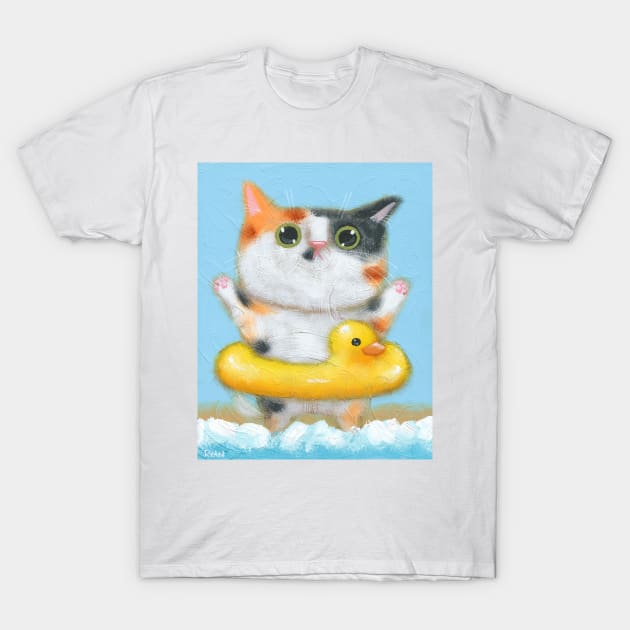 Rubber Ducky Kitty 2 T-Shirt by KilkennyCat Art